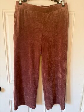 Velvet Wide-Leg Pants in Dusty Mauve